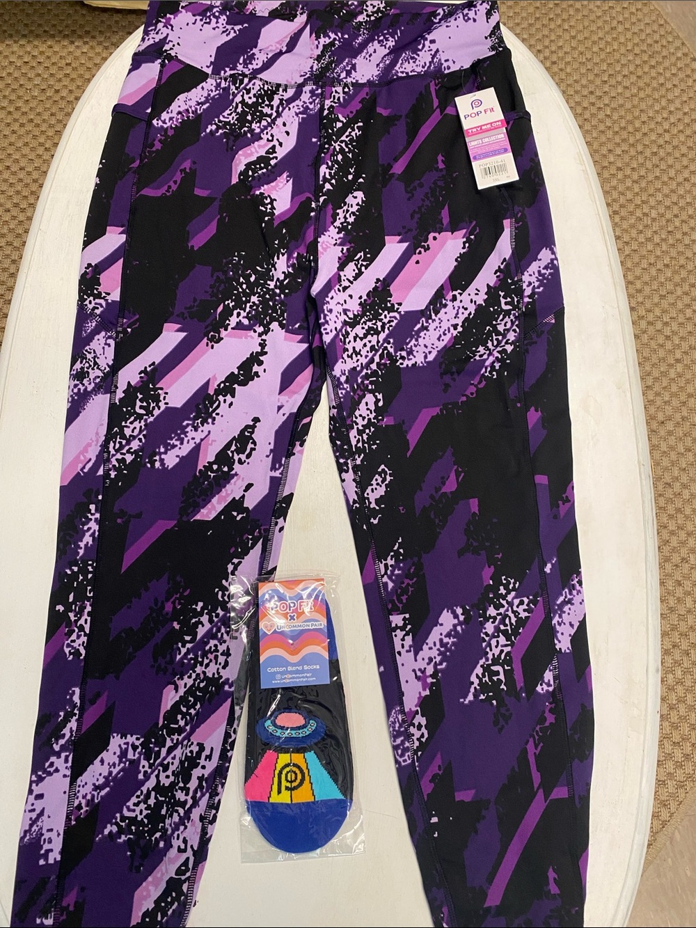 POP Fit Purple and Black Abstract Print Women’s Leggings